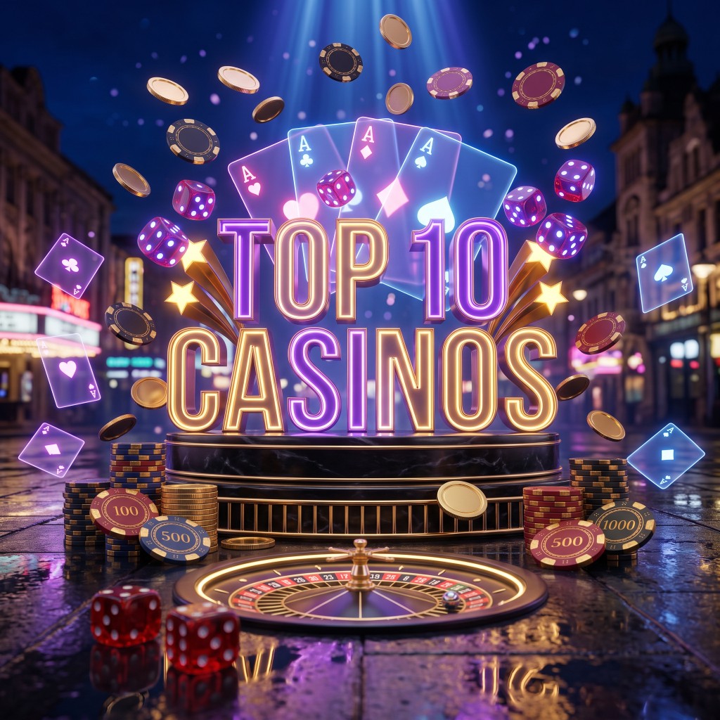 Night stage illustration with neon lettering on a lit pedestal